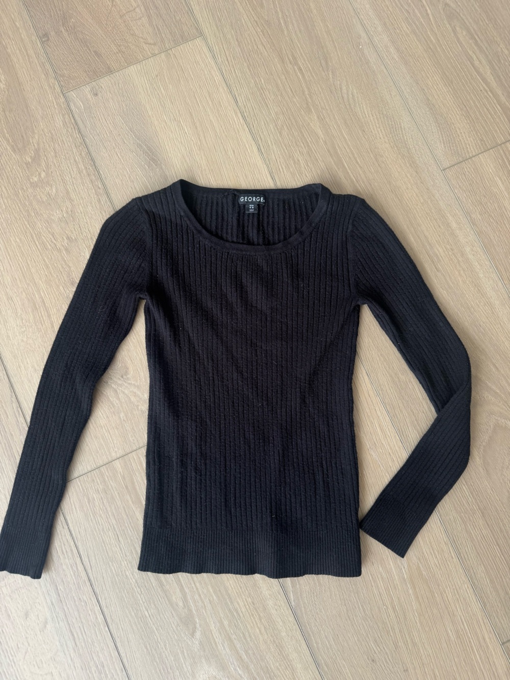 George Black Ribbed Crewneck Top Size Small